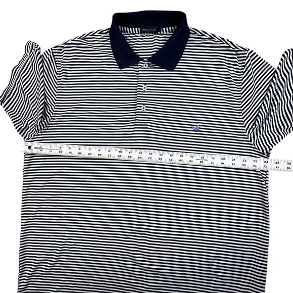 Southern Marsh Golf Polo Shirt Men's Large Blue White Stripe Performance Stretch - Picture 8 of 9